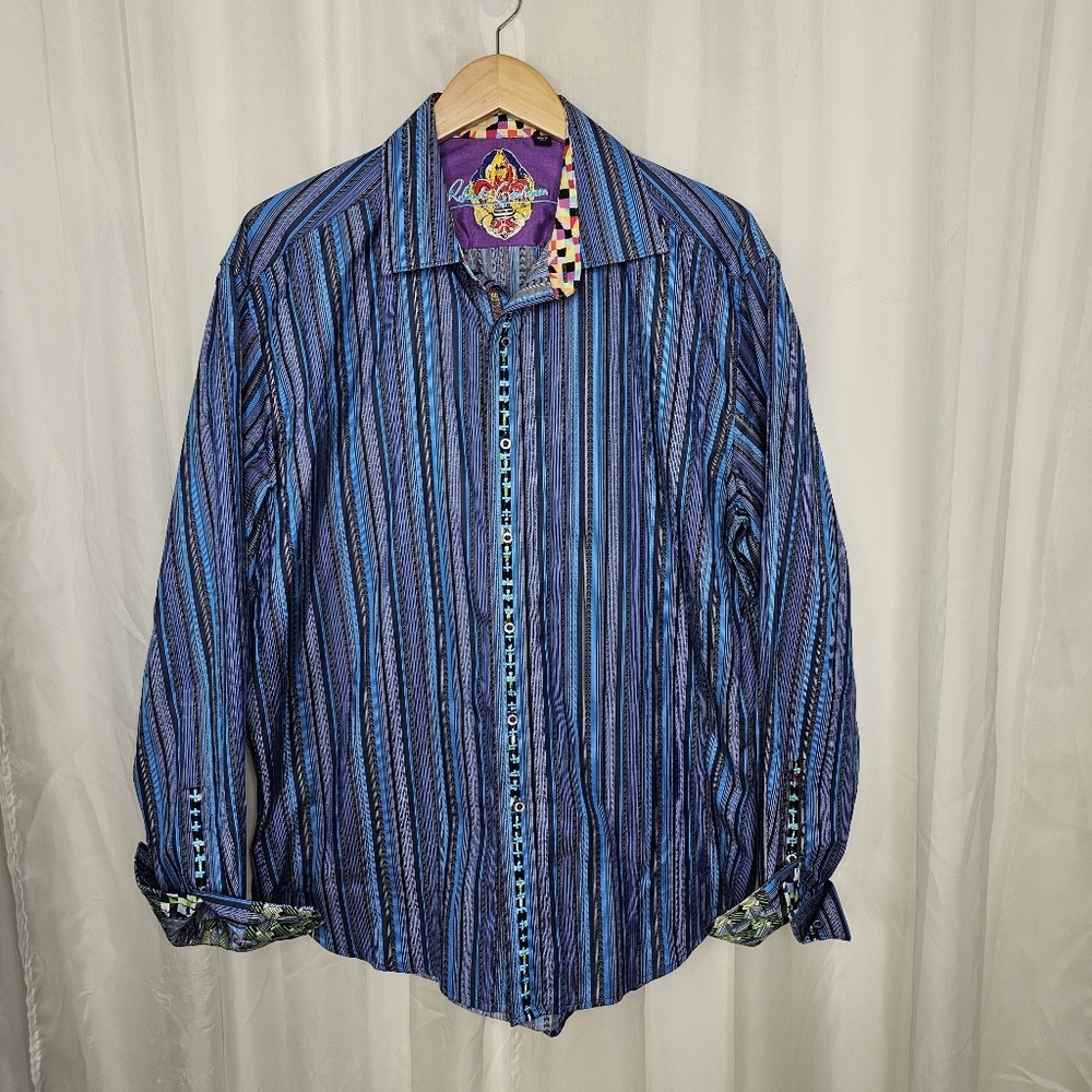 Robert Graham Men's Multi Tone Bold Striped Shirt Size XL